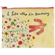 Blue Q Zipper Pouch, I Like Who I'm Becoming. Made from 95% Recycled Material, 7.25"h x 9.5"w, Colorful Chunky Zipper (multicolored)