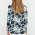 thumbnail image 5 of WTOBBY Women's Loose Fit Casual Floral Printed Round Neck Long Sleeve T-shirt Pullover Top Soft Breathable Material for Relaxed Wear Daily Comfort Fashion Blouse Trendy ,Sky Blue 2XL, 5 of 5