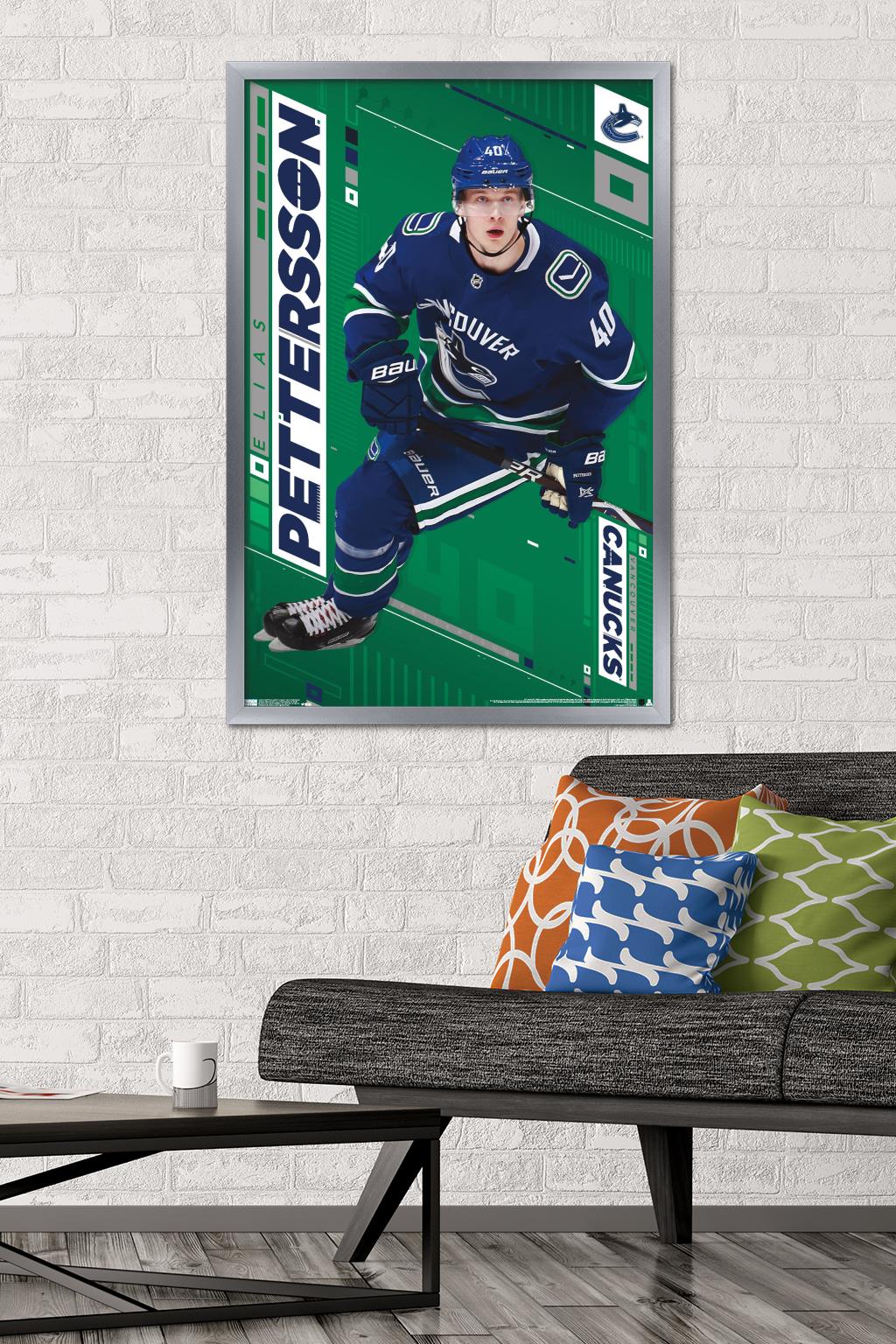 NHL Vancouver Canucks - Elias Pettersson 19 Wall Poster, 22.375" x 34", Framed