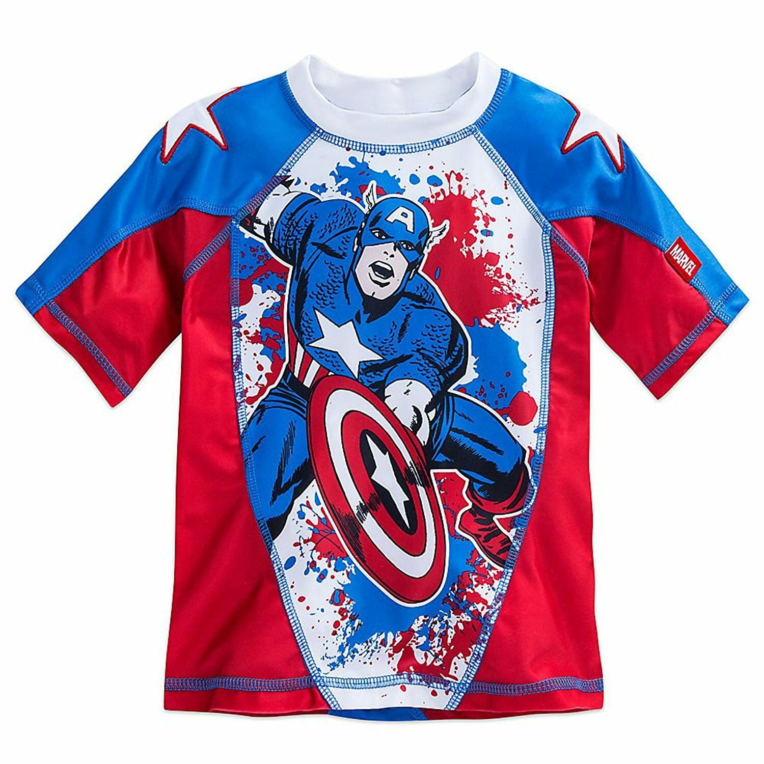 Disney Store Marvel Captain America Rash Guard Swim Shirt Boy Size 4 ...