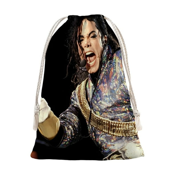 MICHAEL JACKSON Bolsa de regalo con cierre de cinta navideño para decoración de Navidad,39cm×30 cm.