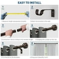 thumbnail image 4 of Bronze Curtain Rods for Windows 48 to 144 inches, Adjustable Length Curtain Rod with Metal Finials, 1 inch Diameter Heavy Duty Drapery Rod for Modern Decor Bedroom Kitchen Living Room, 4 of 7