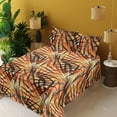 thumbnail image 2 of Ambesonne Tropical Fitted & Flat Sheet with Shams 4 Pcs Set, Summer Pattern Palm Leaves, Queen, Orange Sea Blue and Dark Rust, 2 of 5