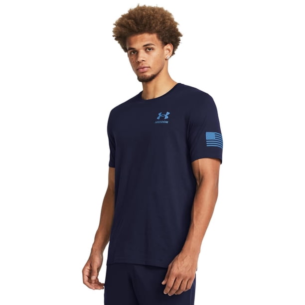 Camiseta Under Armour con la bandera de la libertad para hombre, azul marino, X-S