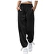 thumbnail image 1 of Pantalones anchos con cordón para mujer: pantalones deportivos de color liso para uso informal y de invierno, 1 of 4