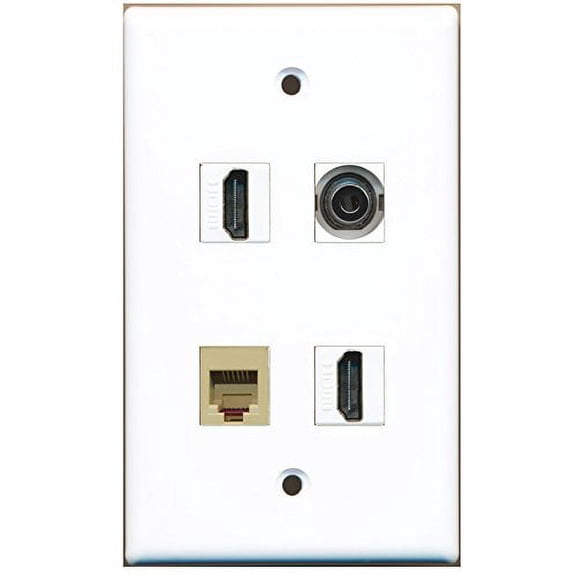 RiteAV - 2 Port HDMI 1 Port Phone RJ11 RJ12 Beige 1 Port 3.5mm Wall Plate
