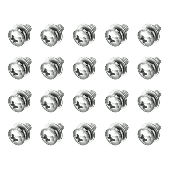 M4 x 8mm 304 Stainless Steel Phillips Pan Head Machine Screws Bolts Combine with Spring Washer and Plain Washers 20Pack