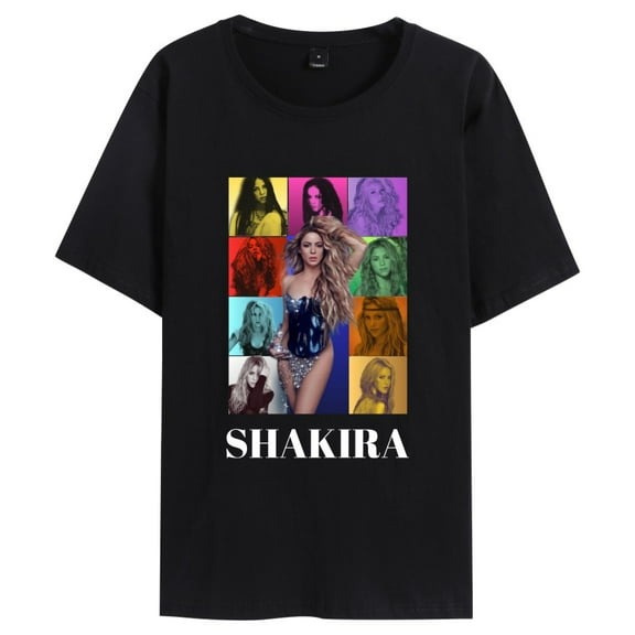 Fosskos Shakira Las Mujeres Ya No Lloran T-Shirts Walk The Line World Tour T-Shirt Unisex Short Sleeve Round Neck Tee Streetwear