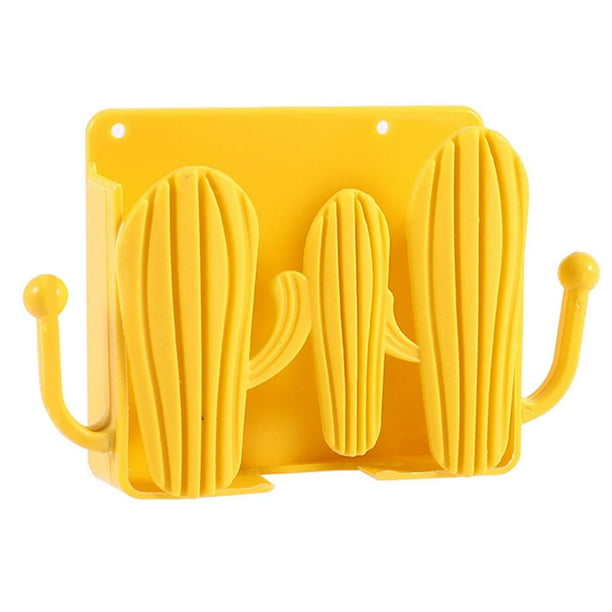 Caja de almacenamiento Ounissouiy de cactus montada en la pared organizador sin perforaciones para el hogar Amarillo brillante