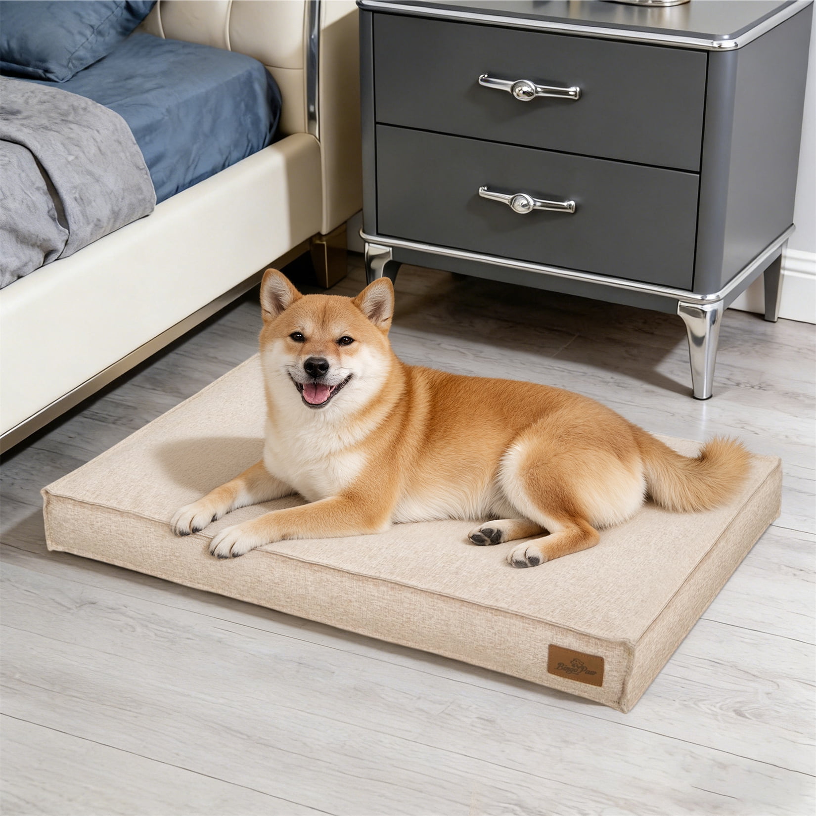 Comfort Dog Bed Pet Pillow Bed Linen Cover Foam Base Cozy Sleep Bed Pet Mat for Cats Kennels L