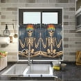 thumbnail image 4 of Yayeee Kitchen Curtains Tier Pair Light Filtering 27"x36" Rod Pocket Short Cafe Window Panel, Skeleton with Rainbow, 4 of 7