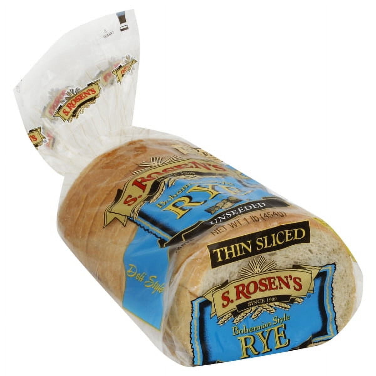 S. Rosen's Thin-Cut Plain Unseeded Rye Bread Loaf, 16 oz. Fresh