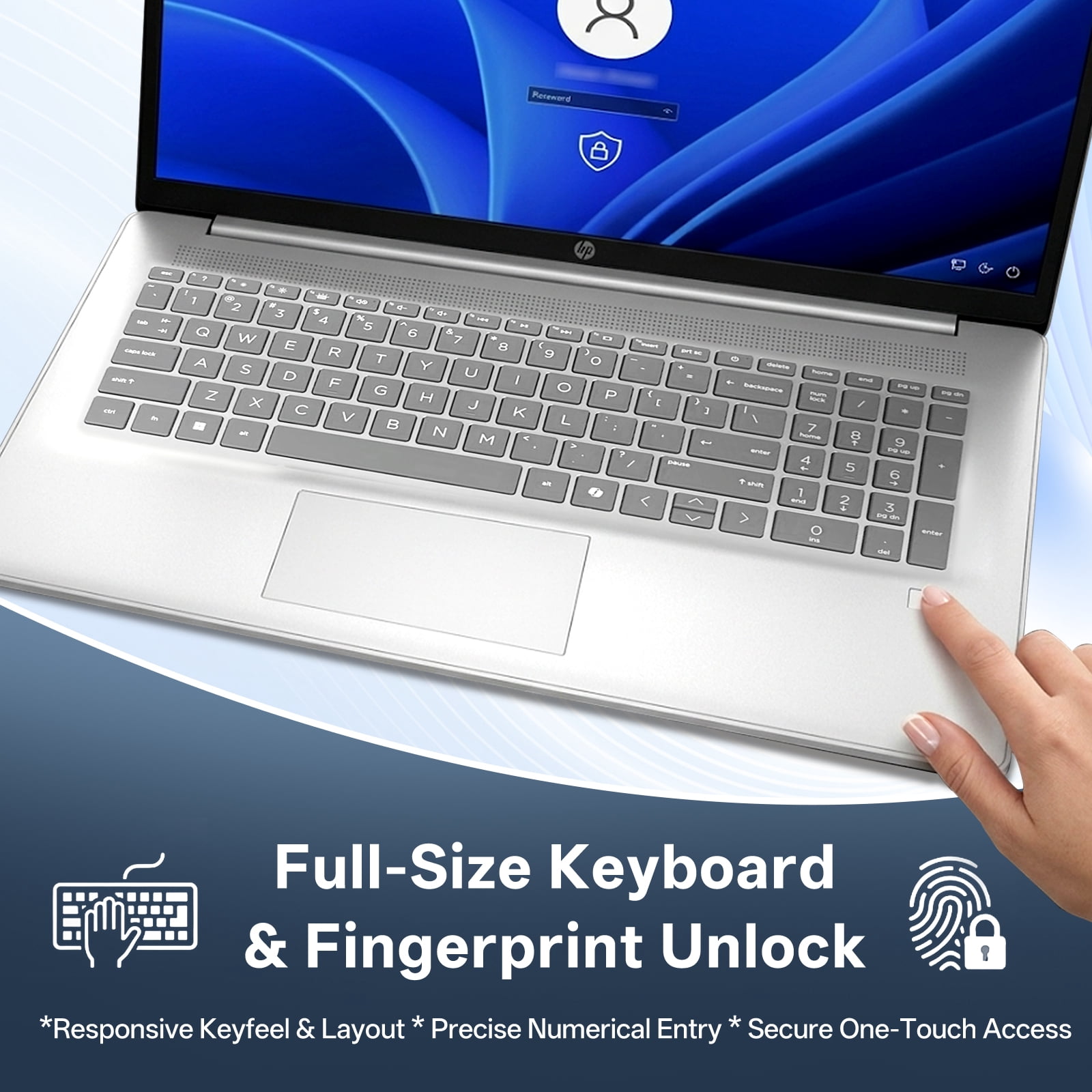HP Essential 17.3" HD+ Touchscreen Laptop, Intel Core 5 120U, 16GB RAM, 1TB SSD, Windows 11 Home, Silver