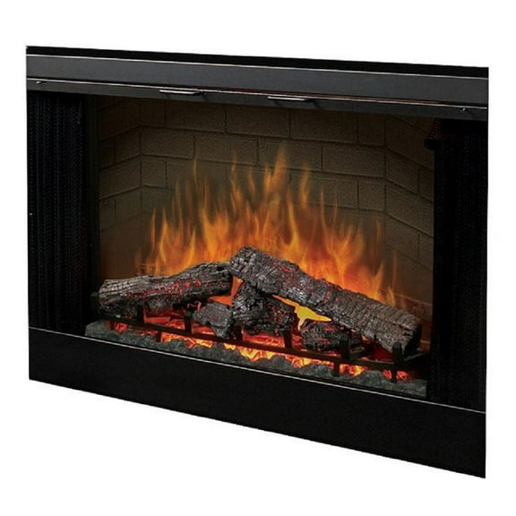 Dimplex Deluxe 45 inch Electric Firebox with Logs & Brick Backing - Black, BF45DXP