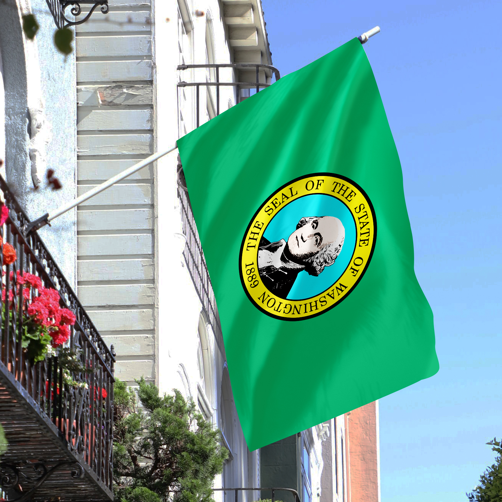 Washington State Flagge – Doppelseitig, Für Außenbereich, 3-lagiges Polyester, Mit 2 Metallösen