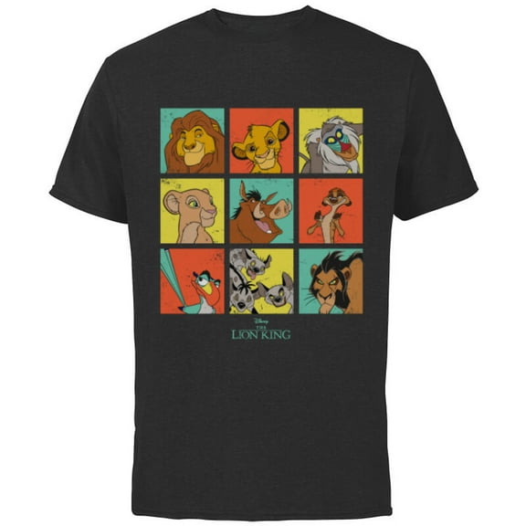 Disney The Lion King Characters 90s Grid - Short Sleeve Cotton T-Shirt for Adults - Customized-Black