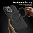 thumbnail image 4 of 3-in-1 [Magnetic+KickStand+Ring Holder] for iPhone 16 Pro Max PU Leather Case, Compatible with MagSafe, Invisible 360° Rotatable Ring Stand Shockproof Protective Magnetic Cover,Black, 4 of 8
