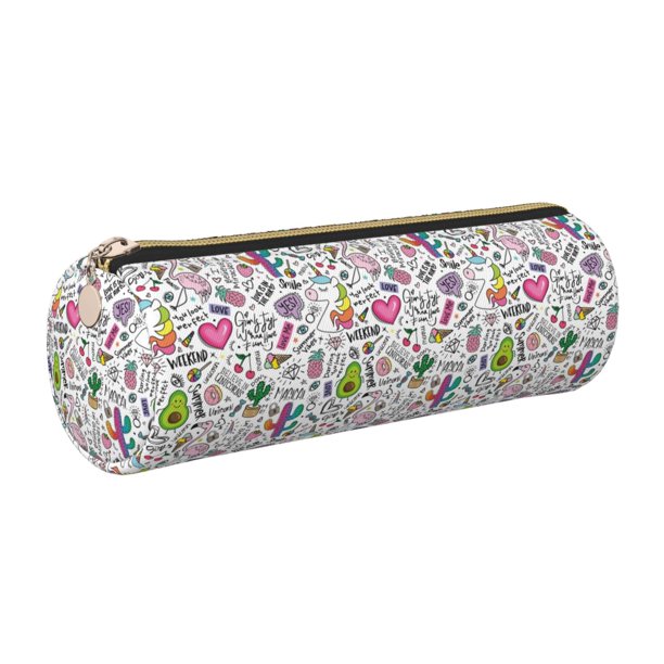 Disketp Fun Animal with Unicorn Estuche Organizador de Lápices de Cuero, Estuche de Oficina con Cremallera para Bolígrafo y Lápiz