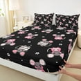 thumbnail image 3 of Castle Fairy Child Kawaii Mouse 4 Pieces Queen Sheet Sets,Cartoon Animal Ultra Soft Flat Sheet,Geometric Stripes Queen Fitted Sheet,Luxury Bedroom Decor, 3 of 7