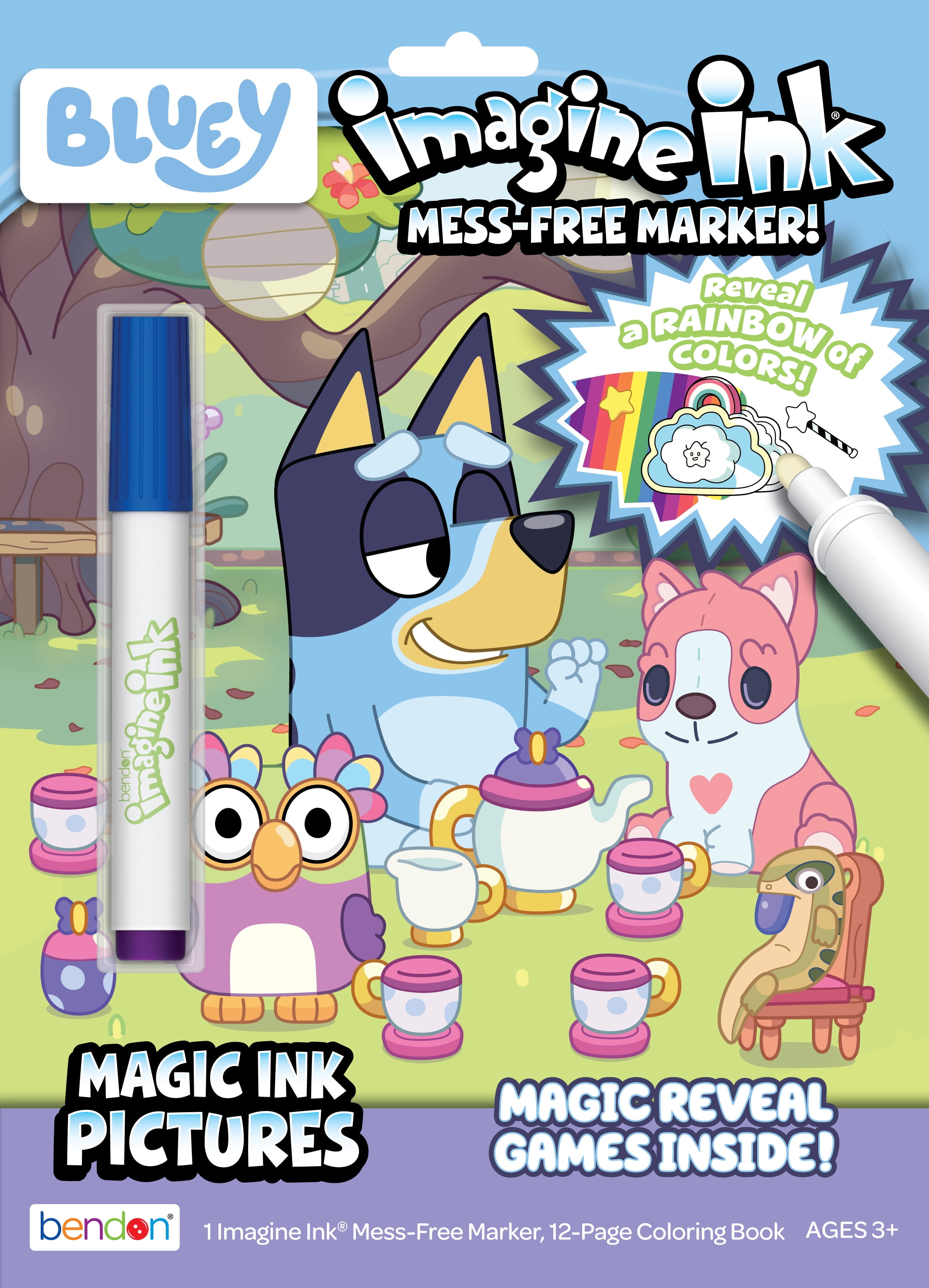 Bluey Imagine Ink Coloring Book with Mess Free Marker, 12 Pages