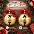 thumbnail image 5 of Luckky Oversized Gold Metal Christmas Jingle Bells, 14 x 10 Inch Giant Sleigh Bell Ornaments with Red Bow, Large Decorative Bells for Porch, Yard, Mantel, Indoor Outdoor Holiday Decor, Set Of 2, 5 of 8