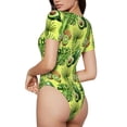 thumbnail image 3 of Easygdp Kiwi And Avocado Women'S Waist-Cinching Short-Sleeved Onesie, Olastic Onesiet,Snaps At Bottom,Easy To Put On And Take Off - Large, 3 of 9