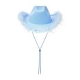 thumbnail image 2 of FeMereina Kids Girls Boys Retro Felt Wide Brim Western Cowboy Cowgirl Hat Dress Up Hat with Wind Lanyard Holiday Christmas Party Costume, 2 of 9