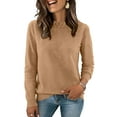 thumbnail image 5 of Crew Neck Sweater for Women Long Sleeve Soft Oversized Knitted Pullover Casual Cozy Winter Tops Light Brown S, 5 of 5
