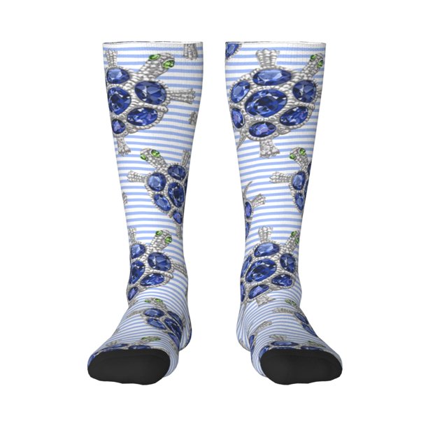 Balery Turtle with Blue Stones Calcetines novedosos Calcetines deportivos Calcetines hasta la rodilla Calcetines de algodón Calcetines originales y geniales