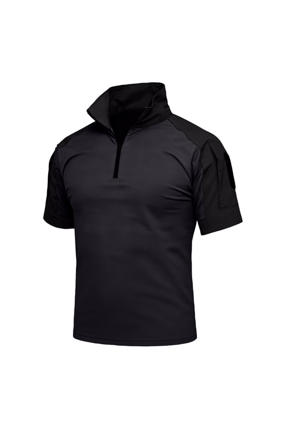 Mens Tactical Short Sleeve Shirts Military Shirt Outdoor Shirt Tactical Combat Shirt with Zipper