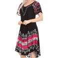 thumbnail image 3 of Sakkas Elisha Mid Length Batik Caftan Embroidered Cap Sleeves Floral Pattern - Navy / Pink - One Size, 3 of 5