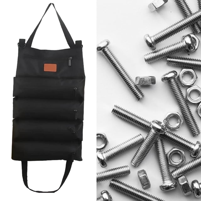 Bolsa enrollable para herramientas, bolsa para regalos, gran capacidad de almacenamiento, portaherramientas portátil, estuche de almacenamiento para Negro