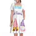 thumbnail image 1 of Fotbe Watercolor Gnome Garden Vestido Largo de Moda para Mujer, Vestido Tipo Camiseta con Manga Corta y Estilo Casual a Rayas y Bloques de Color, 1 of 6