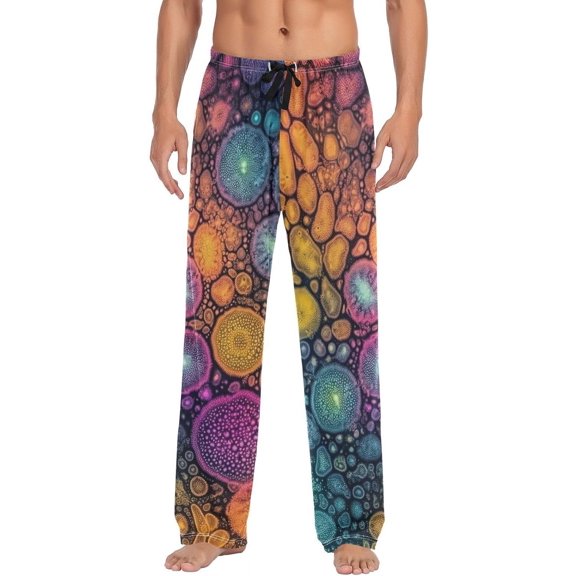 GZHJMY Microscopic Cells Fantasy Men's Pajama Pants, Loose Lightweight PJs Lounge Sleep Bottoms with Pockets Drawstring, Pajama Bottoms for Home and Rest, Large