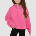 thumbnail image 2 of Teen Clothes For Girls Ages 13-15 Girls Sweaters Girls' 1/4 Zipper Sweatshirts Casual Long Sleeve Pullover Tops Cute Half Zipper Sweater Thumb Hole Hot Pink 5-6 Years, 2 of 4