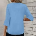 thumbnail image 6 of Blouse for Women Dressy Casual Summer Chiffon 3/4 Sleeve Tops Business Work Shirts Double Layered Tunic Evening Party, 6 of 6