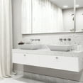 thumbnail image 2 of VIGO Matte Stone Vinca Composite Rectangular Vessel Bathroom Sink in White with Wall-Mount Faucet and Pop-Up Drain in Chrome, 2 of 10