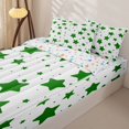 thumbnail image 3 of Manfei Lovely Stars Zipper Full Size Comforter Sets with Fitted Sheet and 2 Pillowcases,Cute Cartoon Theme Zipper Bedding Set,White Green,Colorful Stars Reversible,4pcs, 3 of 8