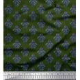 thumbnail image 1 of Soimoi Green Cotton Voile Fabric Damask Block Print Fabric by the Yard 42 Inch Wide, 1 of 3