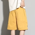 thumbnail image 5 of Athletic Shorts for Men Pack Men's Cargo Shorts with Elastic Waist Drawstring,Plus Size Summer Wide Leg Shorts with Multi Zipper Pocket Yellow 5XL, 5 of 7