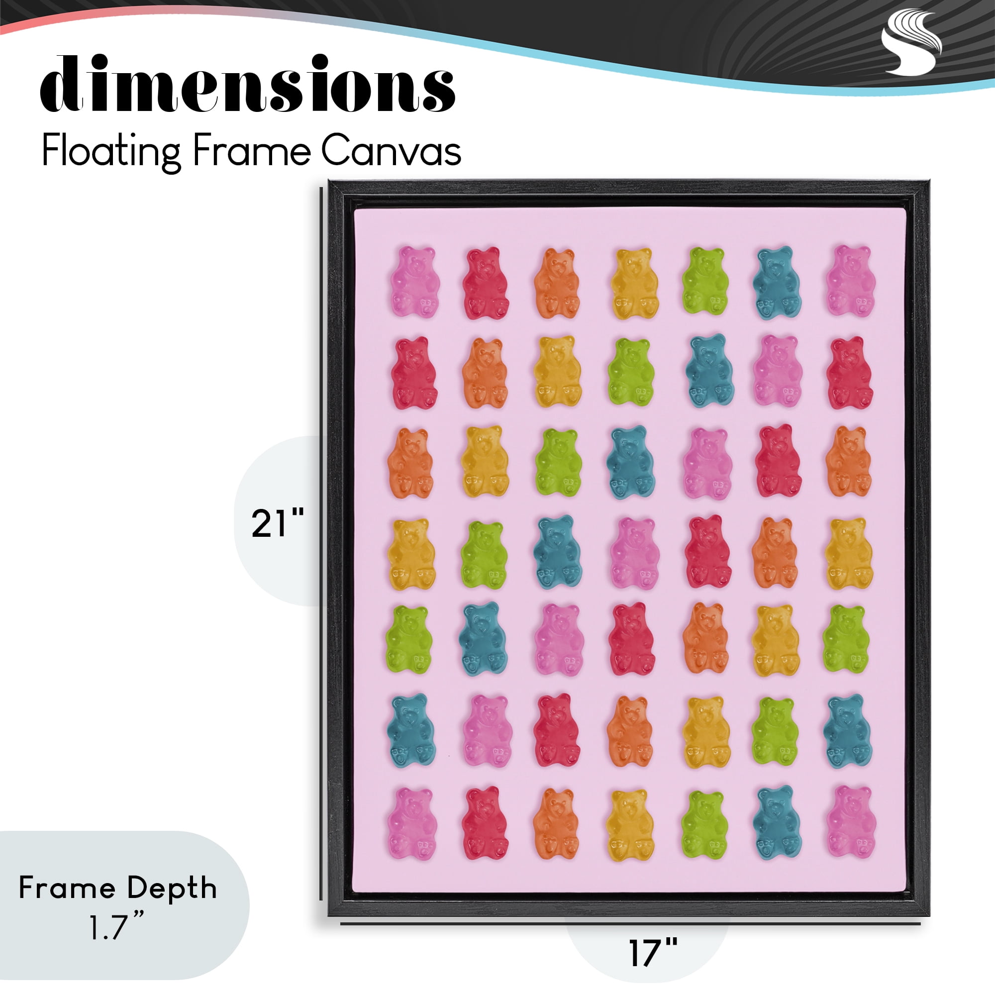 Stupell Industries Soft Rainbow Bears on Pink Black Framed Floater Canvas Wall Art, design by LISH Creative