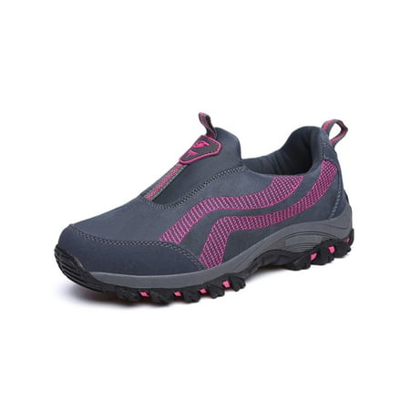 

Tenmix Womens Mens Sneakers Slip On Walking Shoe Non-Slip Warm Casual Shoes Comfort Flats Sports Breathable Comfortable Gray Rose Red 7