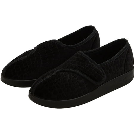 

Women’s Extra Wide Easy Closure Jewel Slippers for Seniors 10 Black