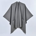 thumbnail image 2 of Dwellite Pashmina Shawl Wraps for Women, Knitted Cardigan Shawls Cape Wool blend shawl Knitted Shoulder Fleece Top Shaw Gray, 2 of 3