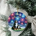thumbnail image 3 of Happy New Year Bernese Mountain Dog Family Cheer Winter Midnight Firework Ceramic Round Ornament Berner Lover Gifts Home Tree Decor - 02025, 3 of 5