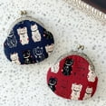 thumbnail image 2 of Wrapables Stylish Decorative Coin Purse, Clasp Wallet, Navy Fortune Cat, 2 of 7