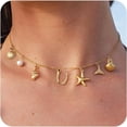 thumbnail image 2 of Boho Summer Beach Jewelry Charm Necklace for Women - 26 Initial Seashell Gold Pendant Necklaces, 2 of 4