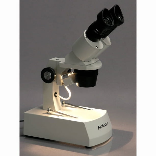 AmScope SE306R Stereo Microscope - 20X/40X/80X, LED Lights, WF10x & 20x Eyepieces, Pillar Stand