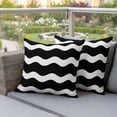 thumbnail image 2 of Outdoor Waterproof Pillow Covers Black and White Wave Stripe Decorative Throw Pillow Protectors,Pillowcase Cushion Cases for Patio Sofa Garden Couch,16x16in,Pack of 2, 2 of 13