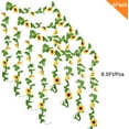 thumbnail image 2 of Coolmade 4 Pack 8.5ft Artificial Sunflower Garland Silk Sunflower Vine Artificial Flowers with Green Leaves Wedding Table Decor, Yellow, 2 of 7